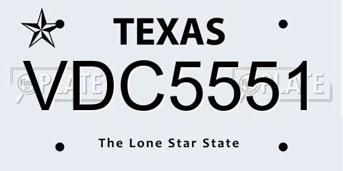 VDC5551 Texas License Plate