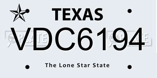 VDC6194 Texas License Plate