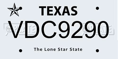 VDC9290 Texas License Plate