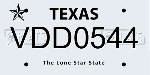 VDD0544 Texas License Plate
