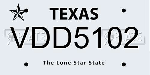 VDD5102 Texas License Plate