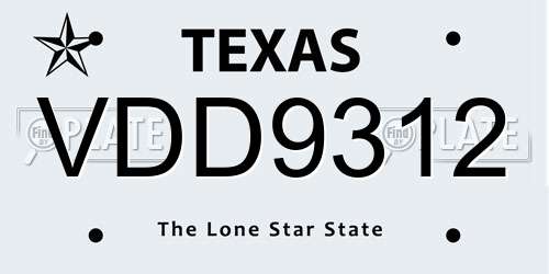 VDD9312 Texas License Plate