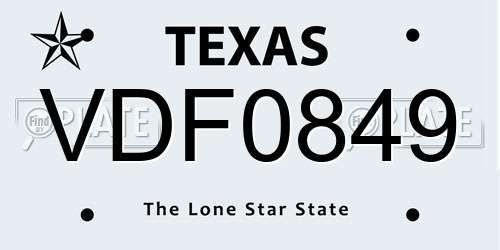 VDF0849 Texas License Plate