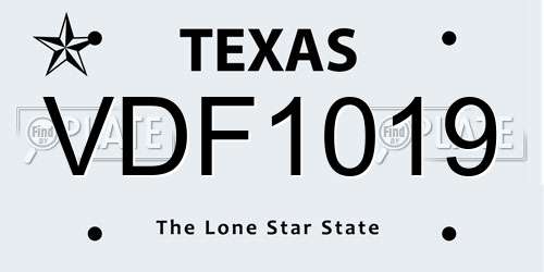 VDF1019 Texas License Plate