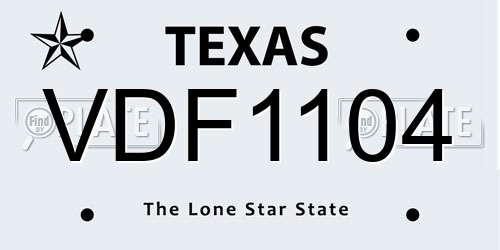 VDF1104 Texas License Plate