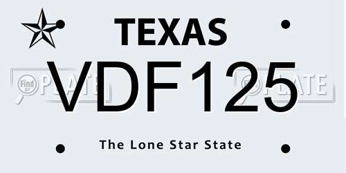 VDF125 Texas License Plate