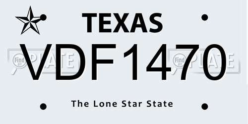 VDF1470 Texas License Plate