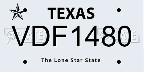 VDF1480 Texas License Plate