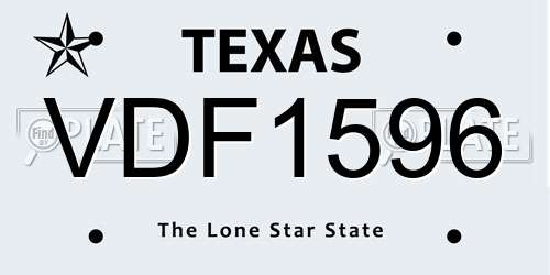 VDF1596 Texas License Plate
