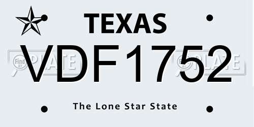 VDF1752 Texas License Plate