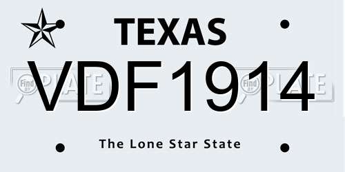 VDF1914 Texas License Plate
