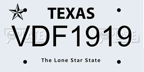 VDF1919 Texas License Plate