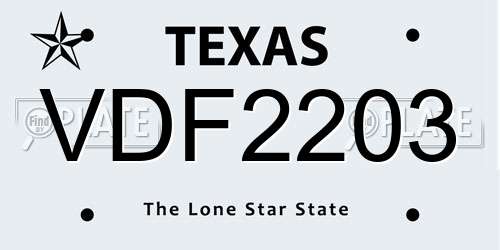 VDF2203 Texas License Plate