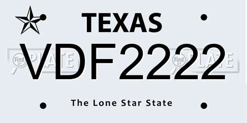 VDF2222 Texas License Plate
