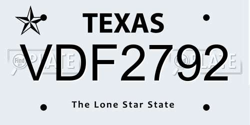 VDF2792 Texas License Plate