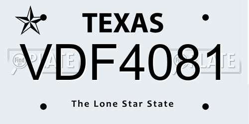 VDF4081 Texas License Plate
