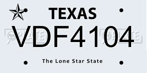 VDF4104 Texas License Plate