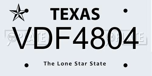 VDF4804 Texas License Plate