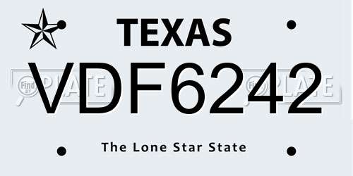 VDF6242 Texas License Plate