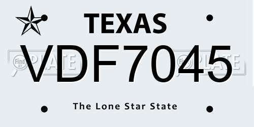 VDF7045 Texas License Plate