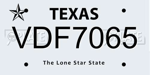VDF7065 Texas License Plate