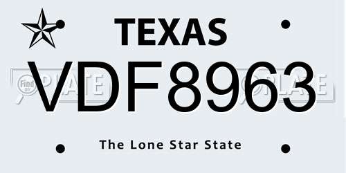 VDF8963 Texas License Plate