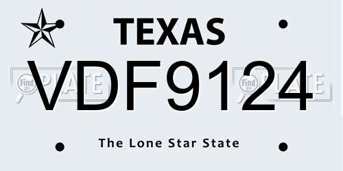 VDF9124 Texas License Plate