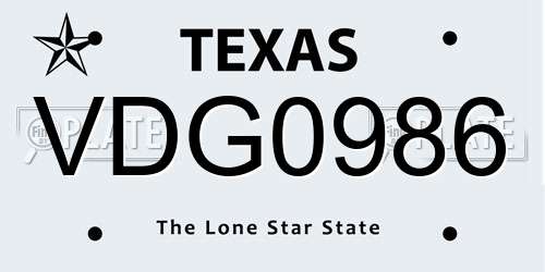VDG0986 Texas License Plate