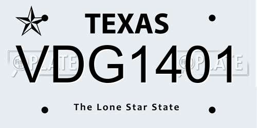 VDG1401 Texas License Plate