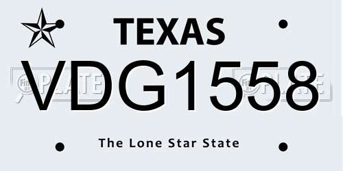 VDG1558 Texas License Plate