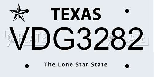 VDG3282 Texas License Plate