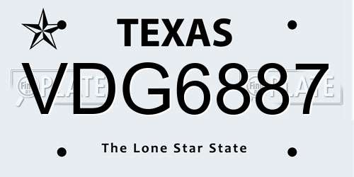 VDG6887 Texas License Plate