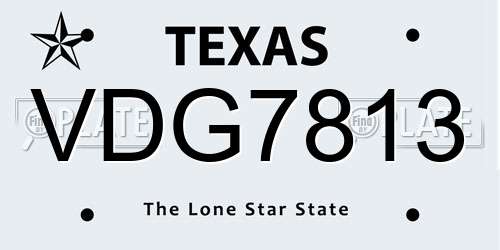 VDG7813 Texas License Plate