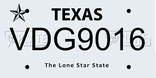 VDG9016 Texas License Plate