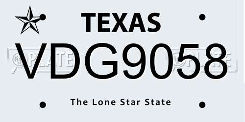 VDG9058 Texas License Plate