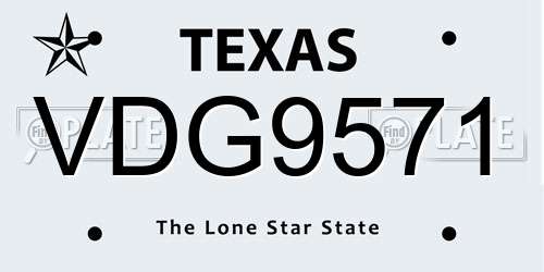 VDG9571 Texas License Plate