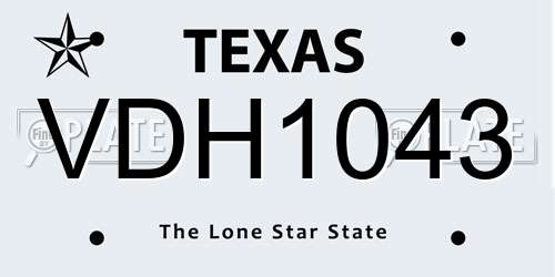 VDH1043 Texas License Plate