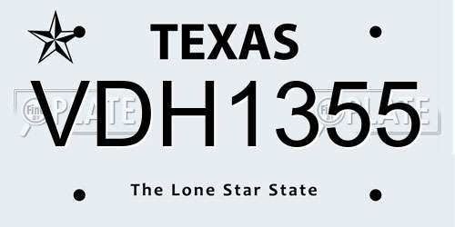 VDH1355 Texas License Plate