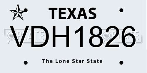 VDH1826 Texas License Plate