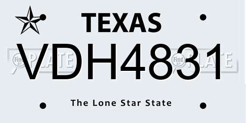 VDH4831 Texas License Plate