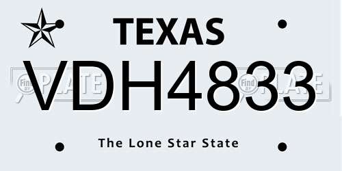 VDH4833 Texas License Plate