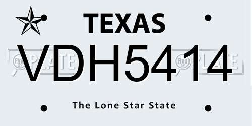 VDH5414 Texas License Plate