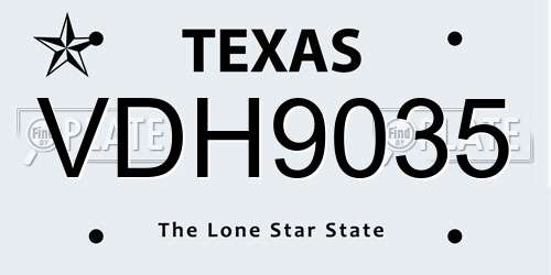VDH9035 Texas License Plate