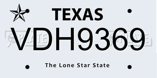 VDH9369 Texas License Plate