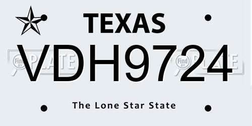 VDH9724 Texas License Plate