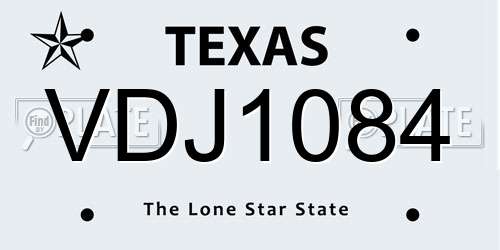 VDJ1084 Texas License Plate