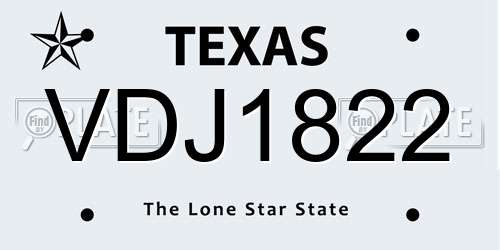 VDJ1822 Texas License Plate