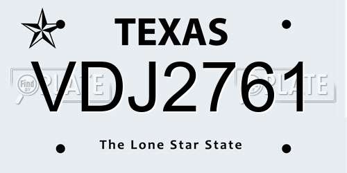 VDJ2761 Texas License Plate