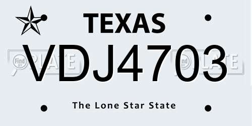 VDJ4703 Texas License Plate