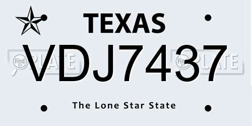 VDJ7437 Texas License Plate